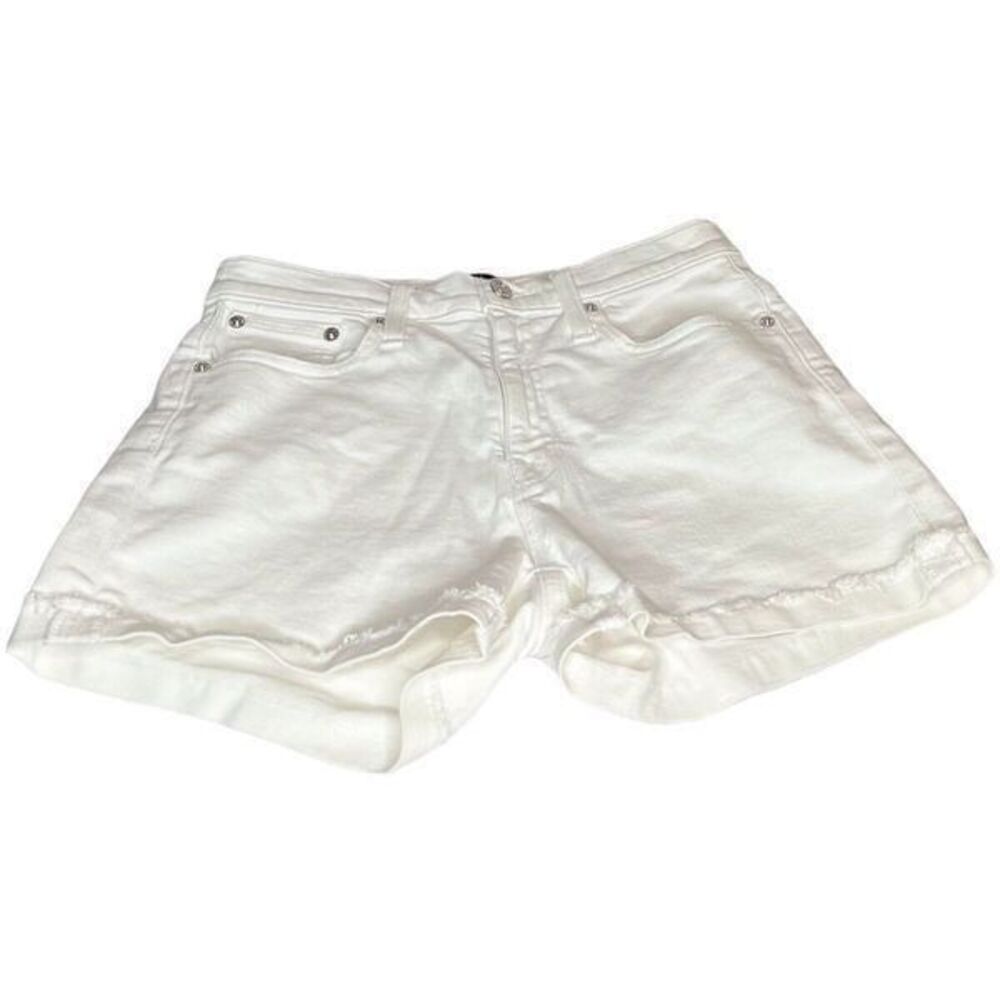 J. Crew Jean Womens Size 25 Mid Rise Denim Super White Cuffed 5 Pocket Shorts